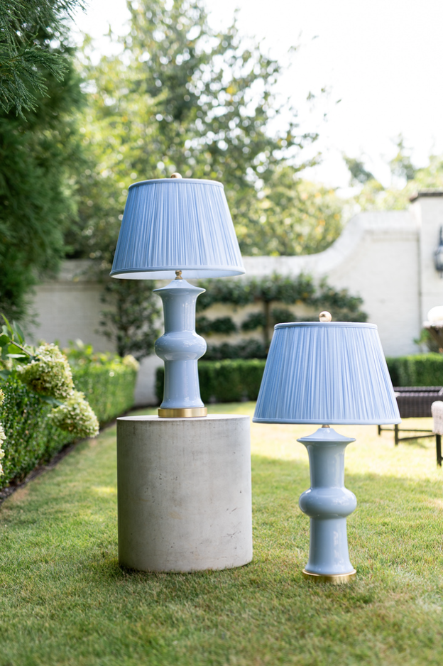 HAND SHIRRED SHADE - POWDER BLUE – The Happy Lamp Company