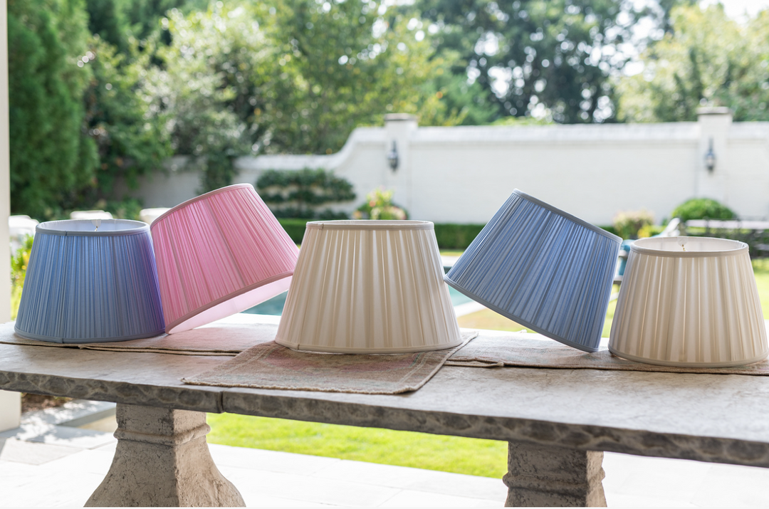 HAND SHIRRED SHADE - POWDER BLUE – The Happy Lamp Company