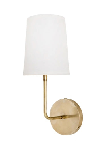 Hand-Rubbed Antique Brass Sconce with Linen Shade – Absolutely Inc.