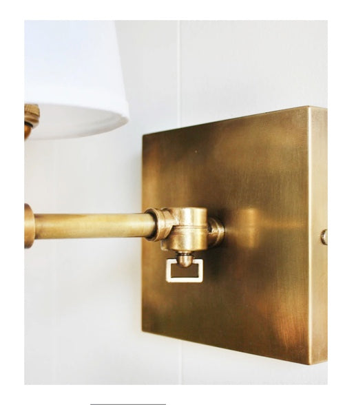 AUSTIN PIVOTING WALL SCONCE ANTIQUE BRASS FINISH WITH LINEN SHADE